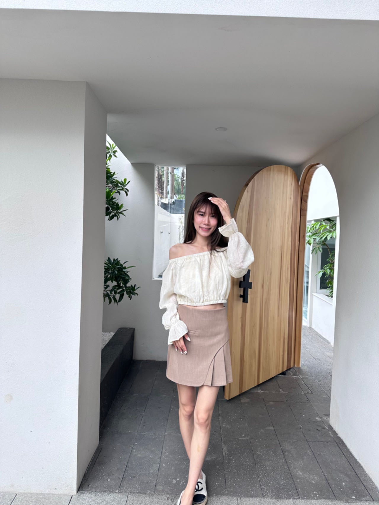 Half Pleated Mini Skirt