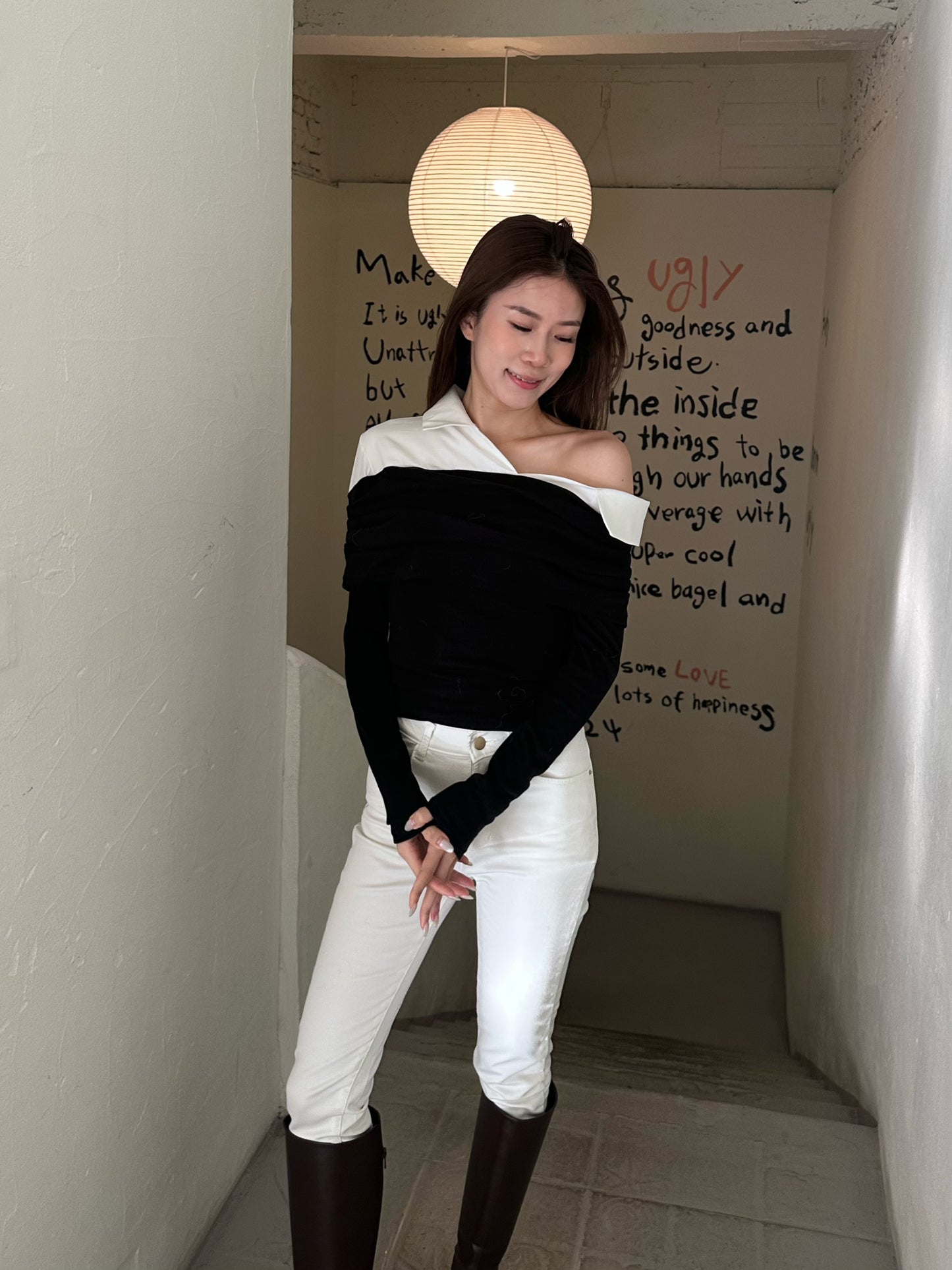 Off Shoulder Mix Top