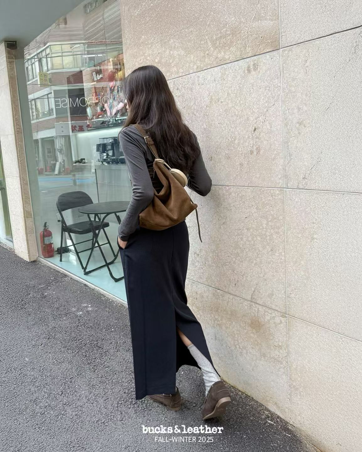 Suede Flap Bag with Zip