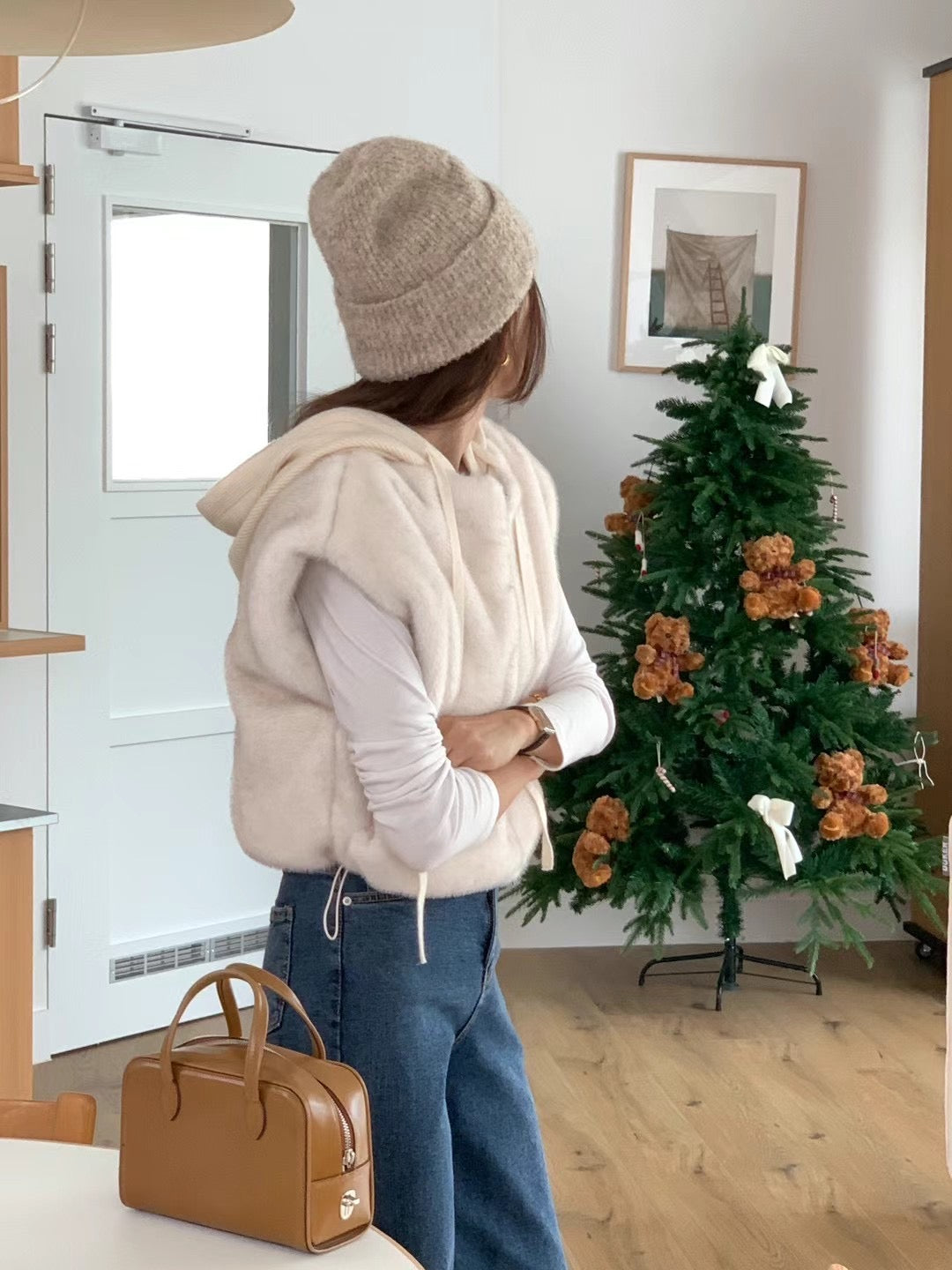 Rabbit Fur Vest with hat