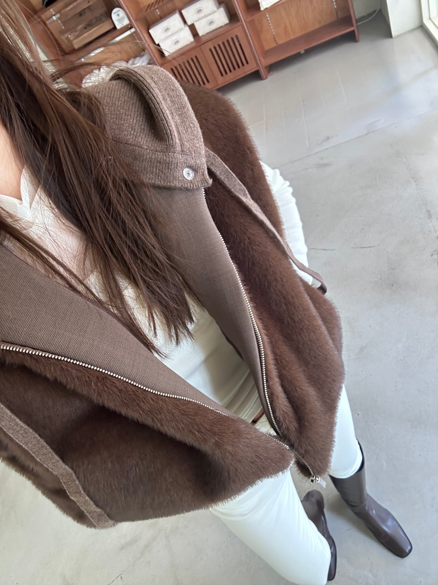 Rabbit Fur Vest with hat