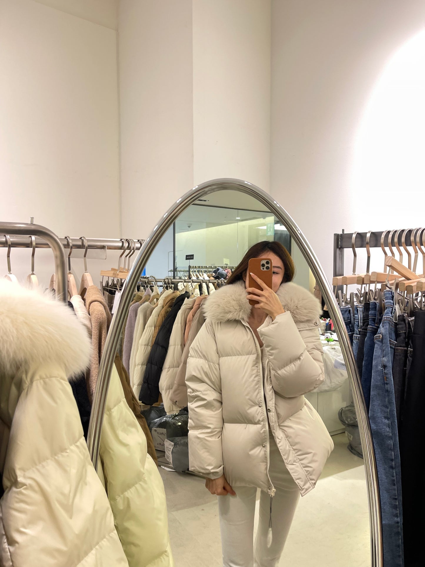 Fox Fur & Duck Down Mid Jacket