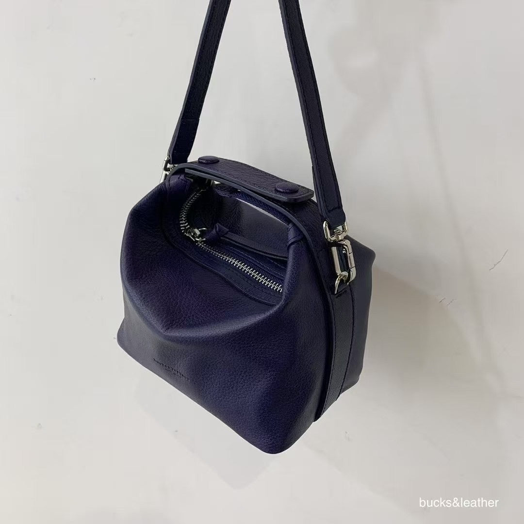 Button Rice Real Leather Bag