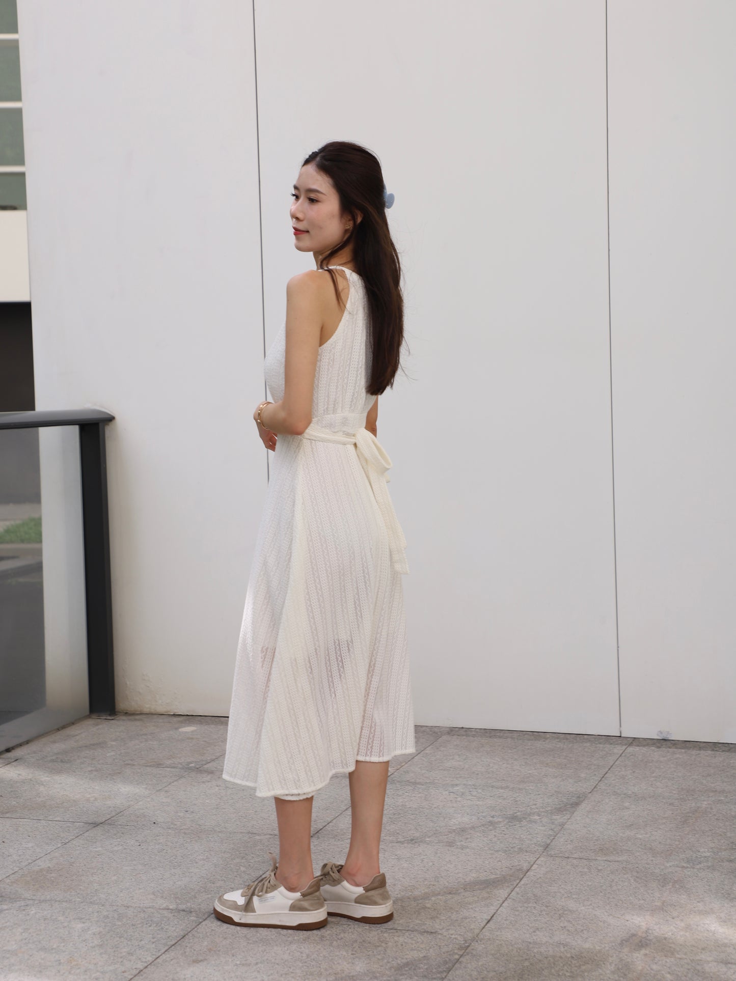 Crewneck Lace Maxi Dress