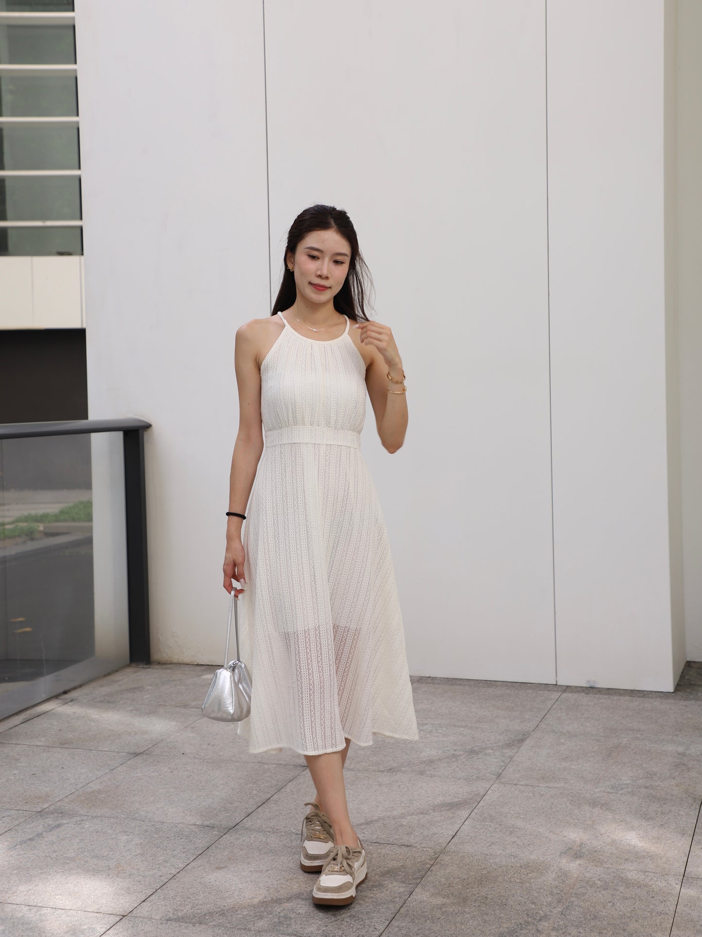 Crewneck Lace Maxi Dress