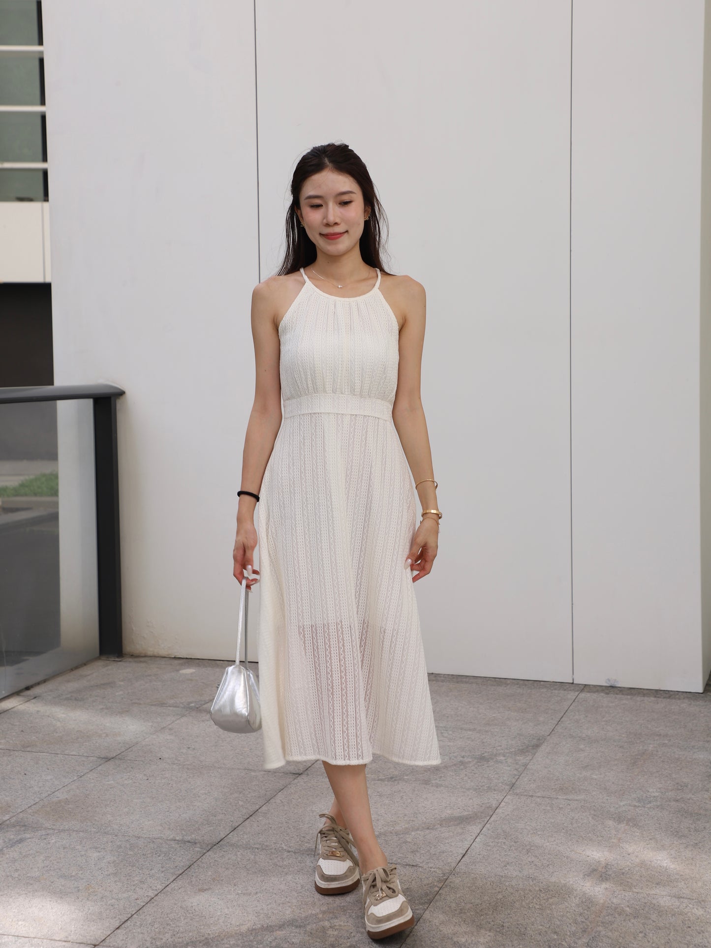 Crewneck Lace Maxi Dress
