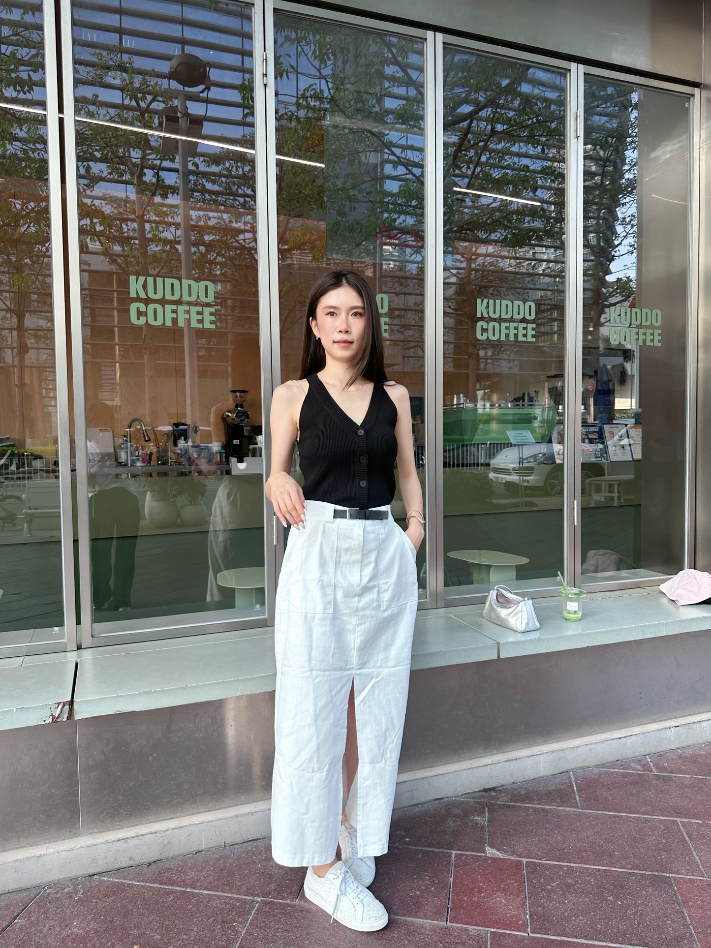 Linen Button In Maxi Skirt