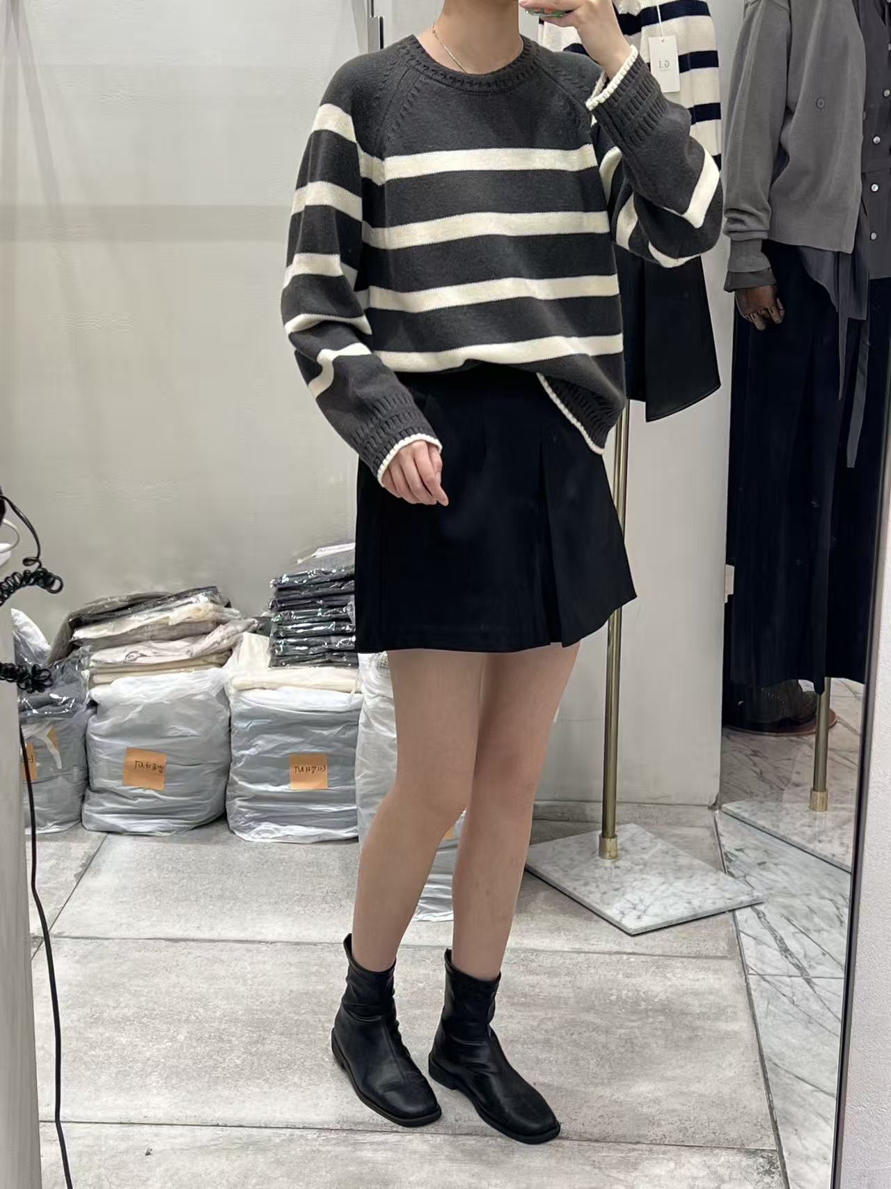 Striped Wool Long Sleeves Top