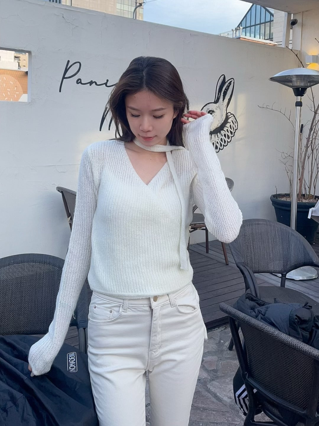 Raccoon V Knitted Top