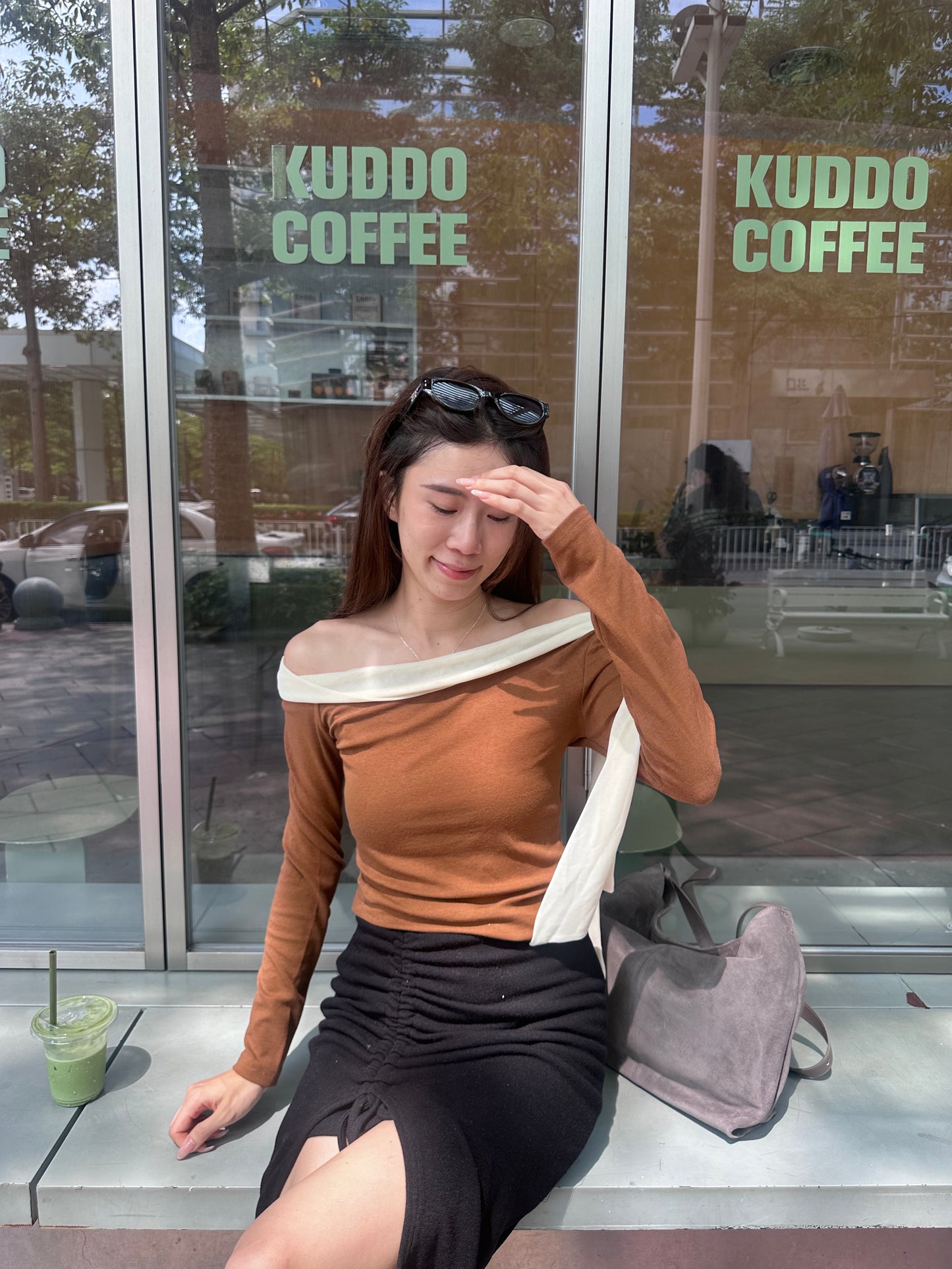 Purple Side Lace Long Sleeves Top