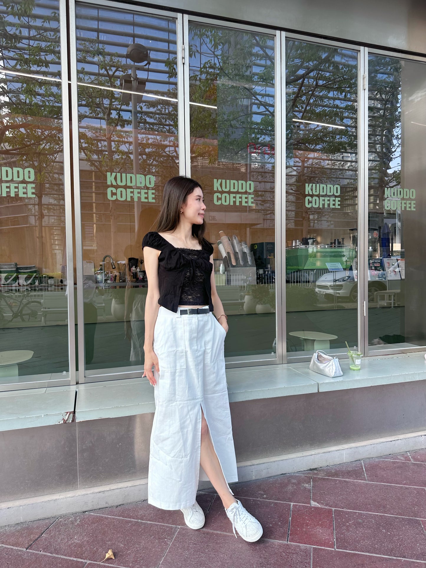 Linen Button In Maxi Skirt