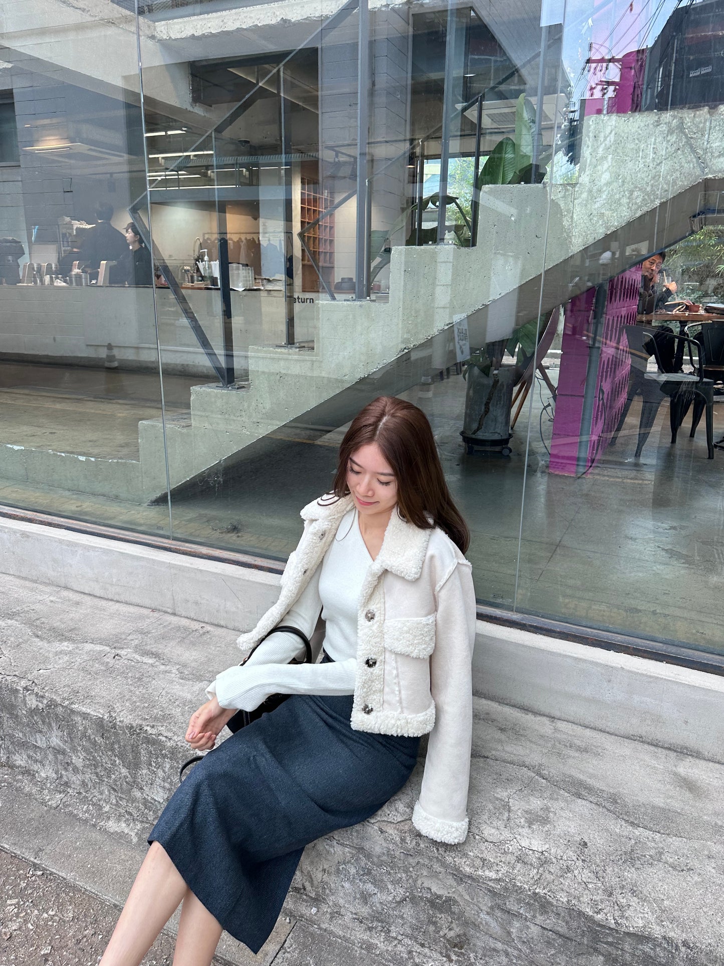 Snow White Mix Texture Jacket