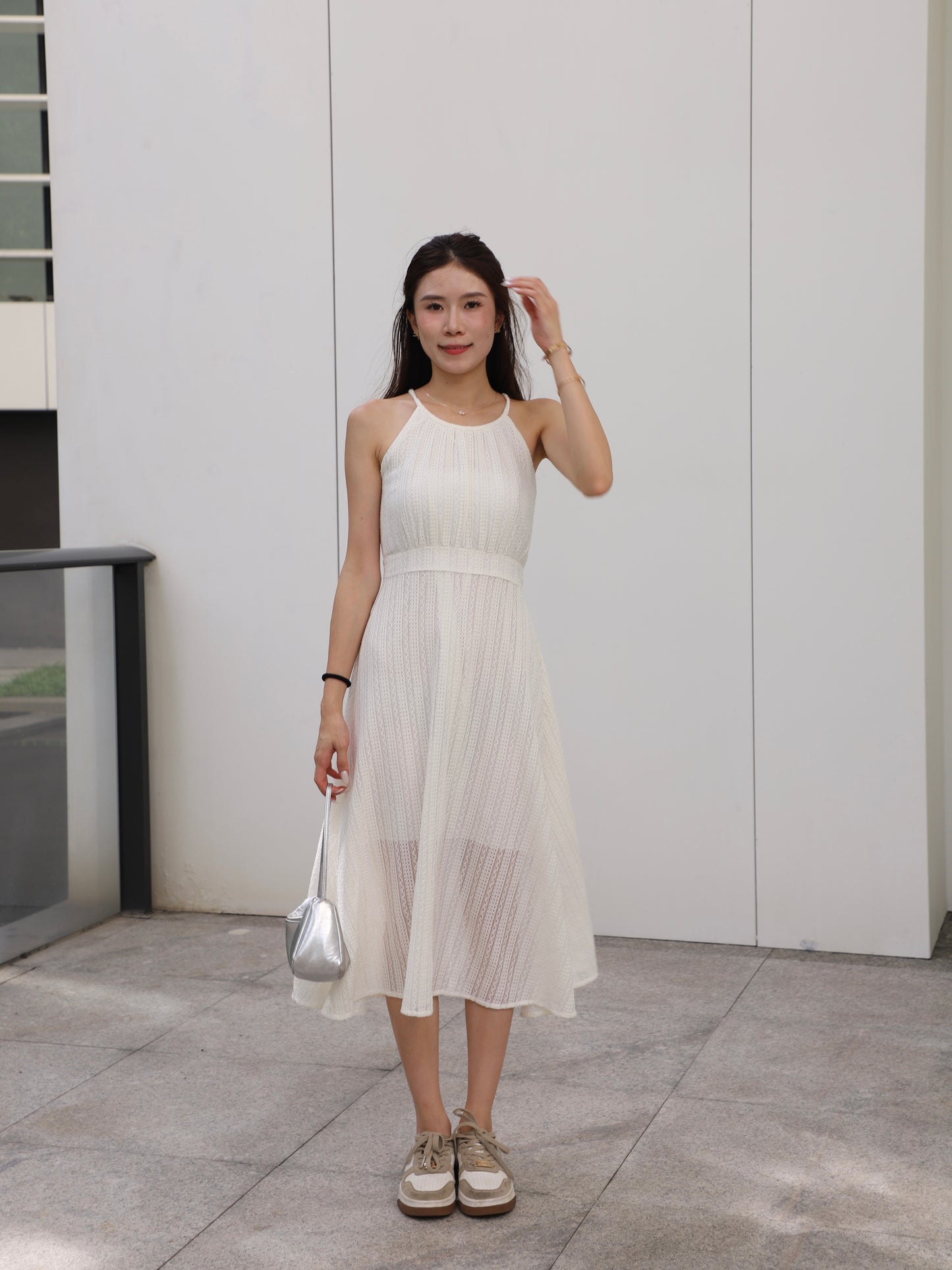 Crewneck Lace Maxi Dress