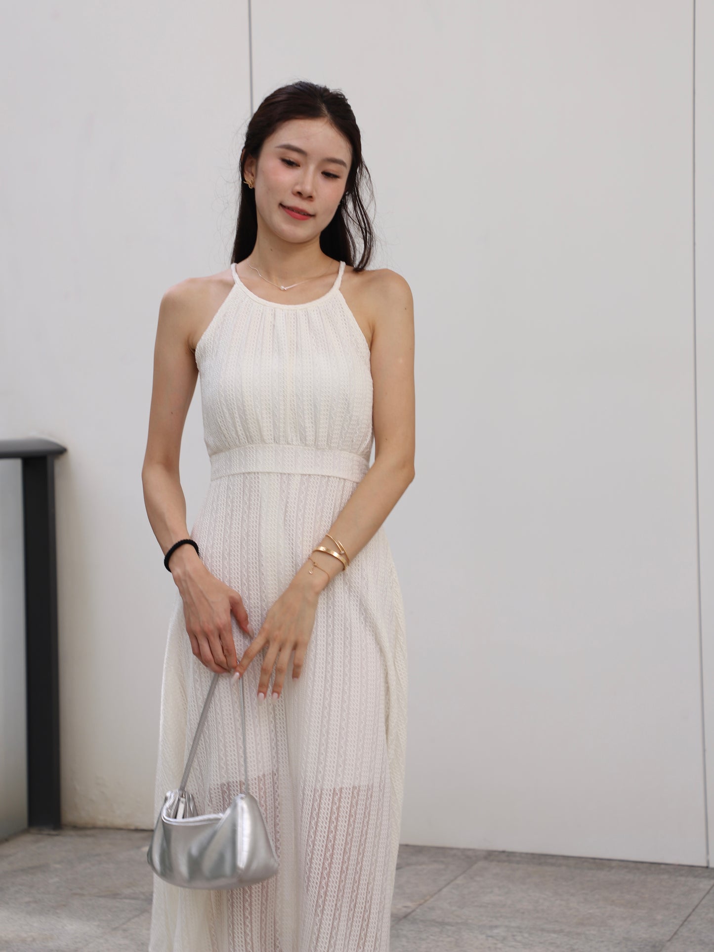 Crewneck Lace Maxi Dress