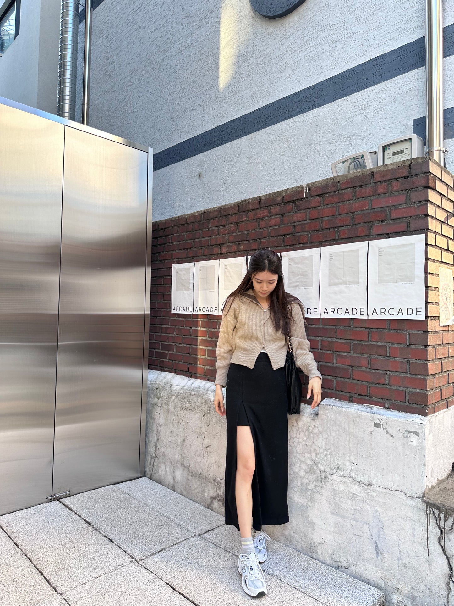 Wool Slit Maxi Skirt