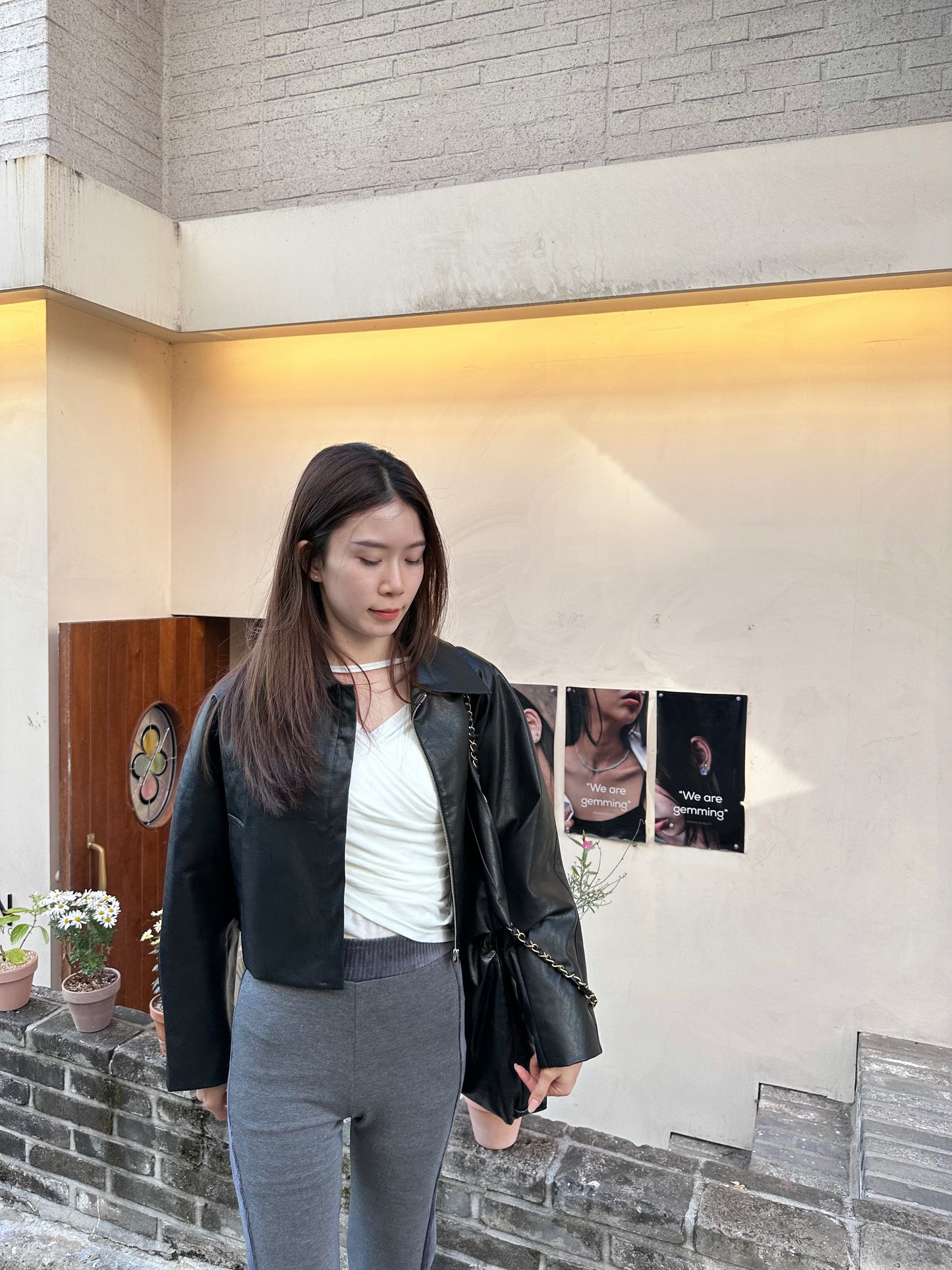 Basic Zip Up Leather Jacket