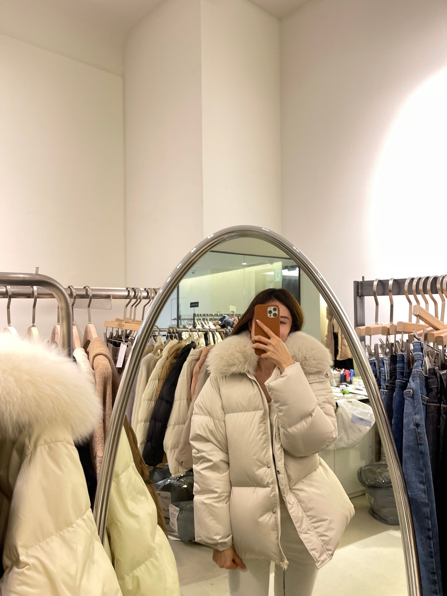 Fox Fur & Duck Down Mid Jacket