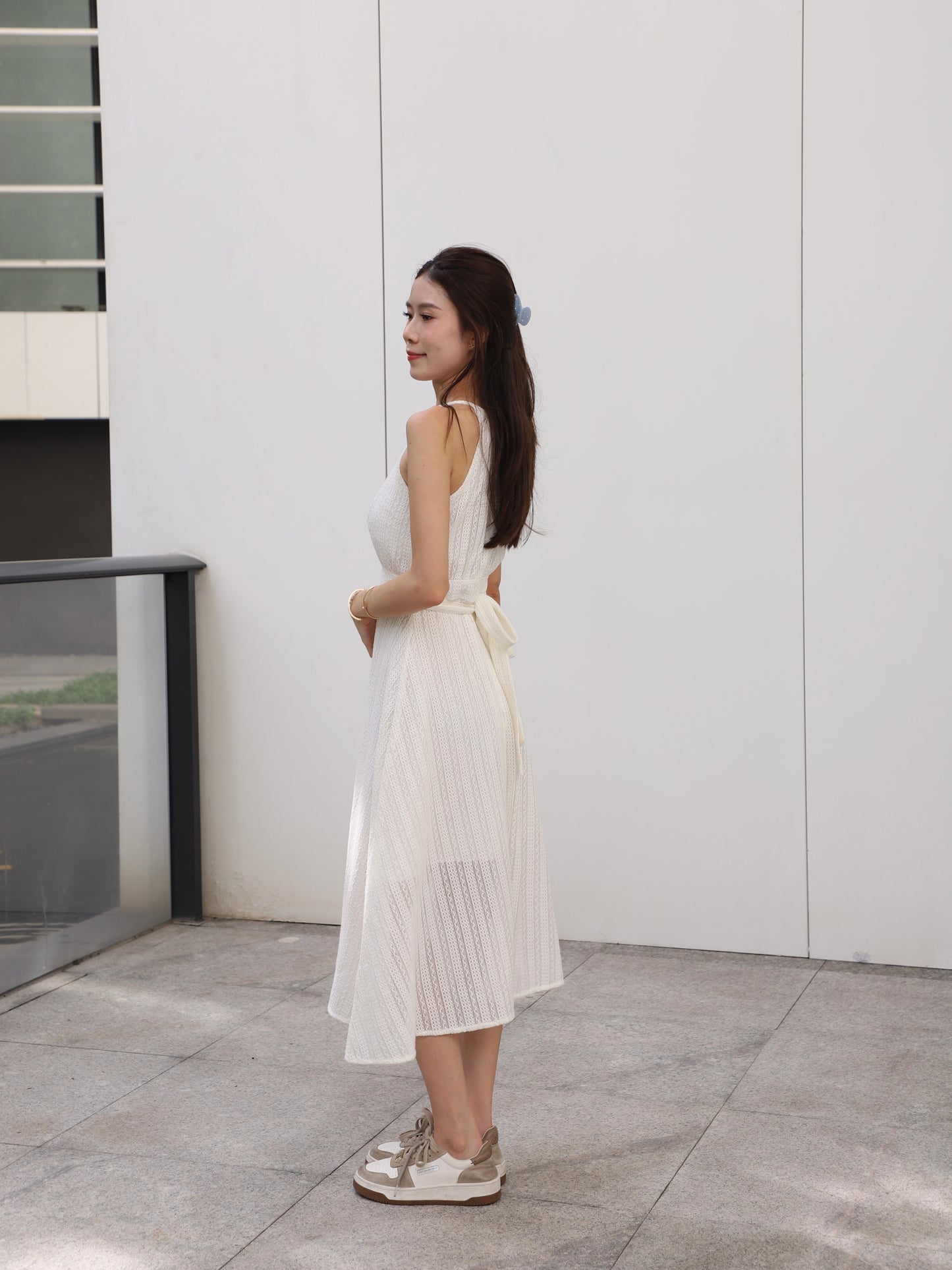 Crewneck Lace Maxi Dress