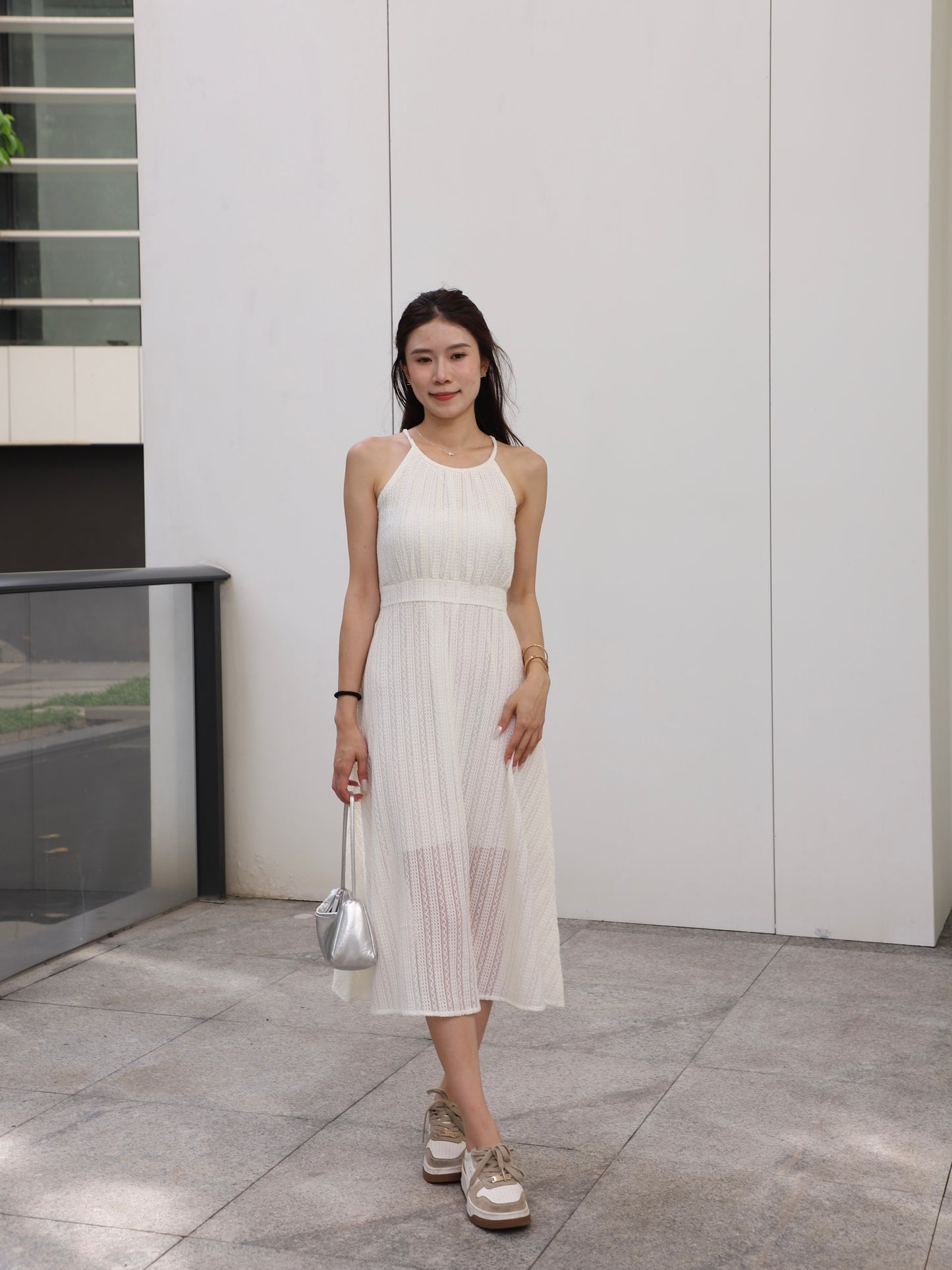 Crewneck Lace Maxi Dress
