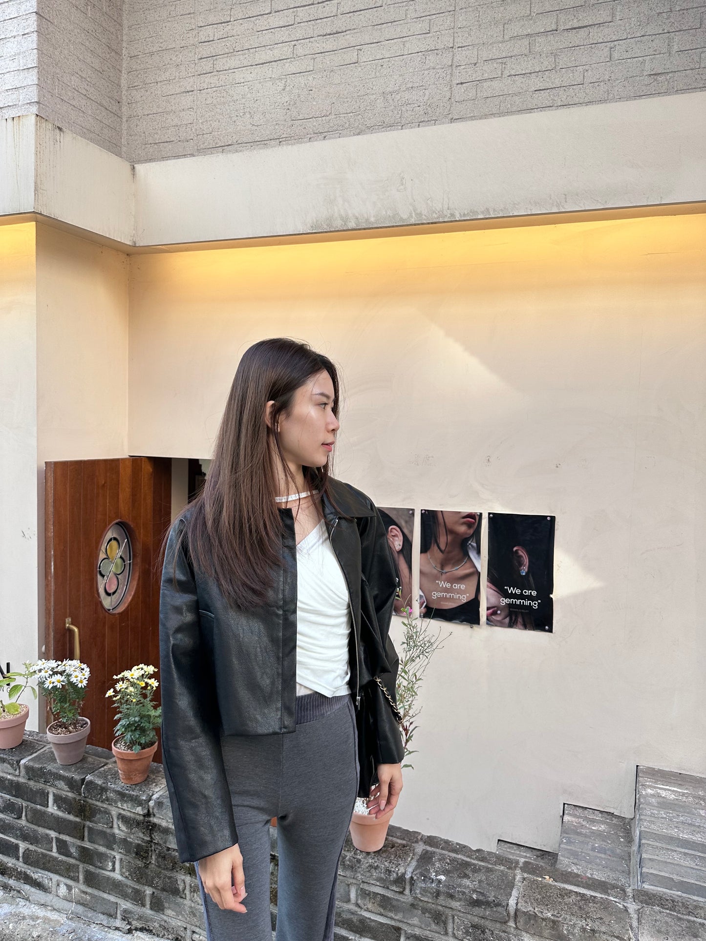 Basic Zip Up Leather Jacket