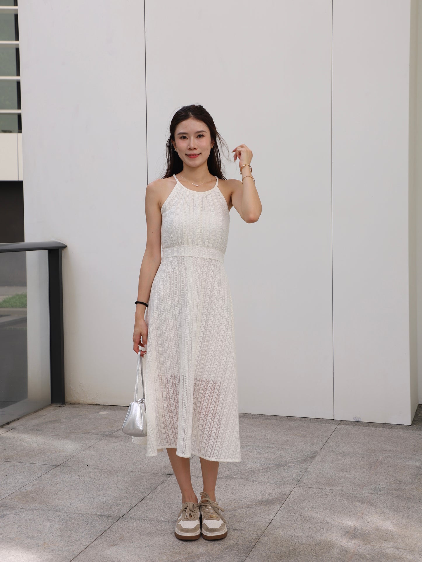 Crewneck Lace Maxi Dress