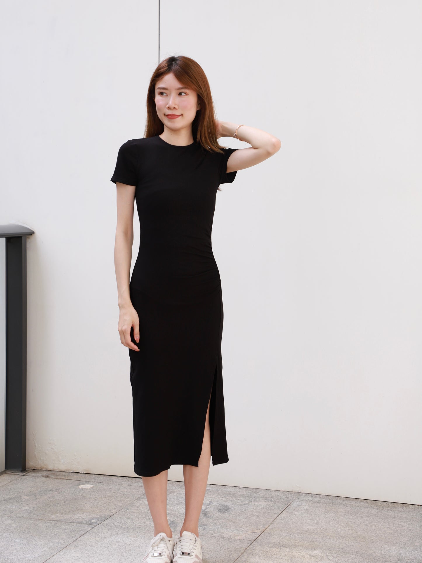 (ashchic made) Basic T Slit Maxi Dress