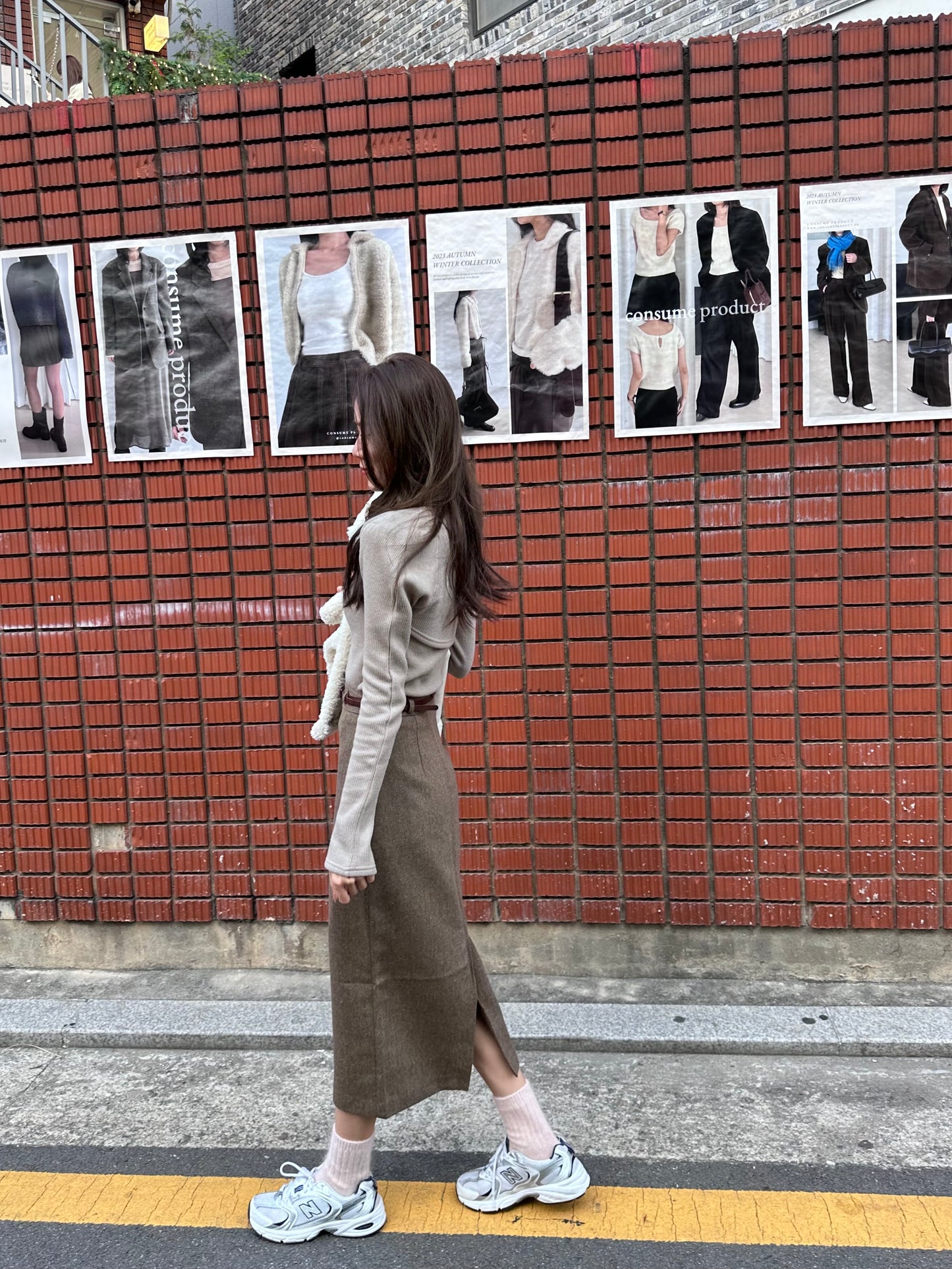 Wool Maxi Skirt with belt