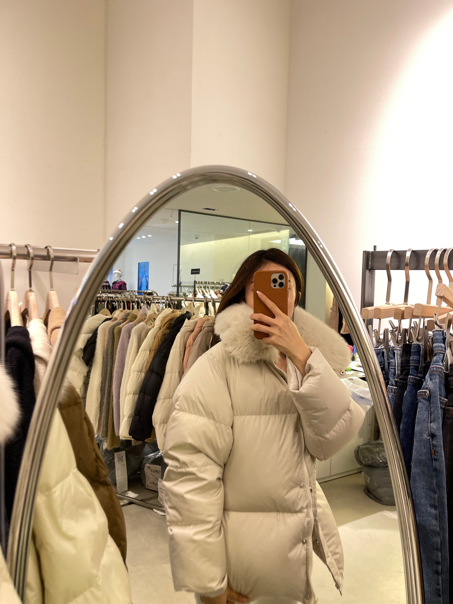 Fox Fur & Duck Down Mid Jacket