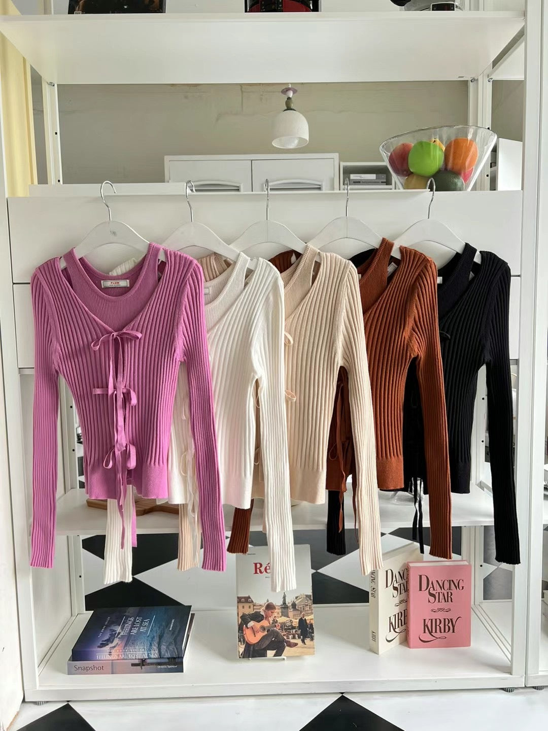 Ribbon Tied Long Sleeves & Tank Top Set