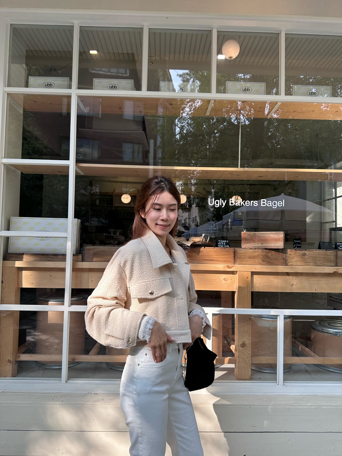 Tweed Cropped Cream Jacket