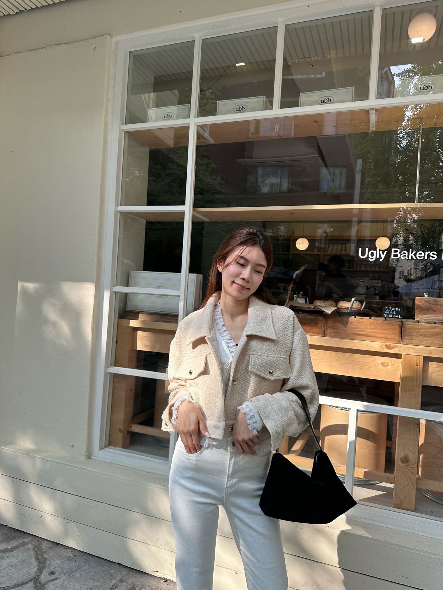 Tweed Cropped Cream Jacket