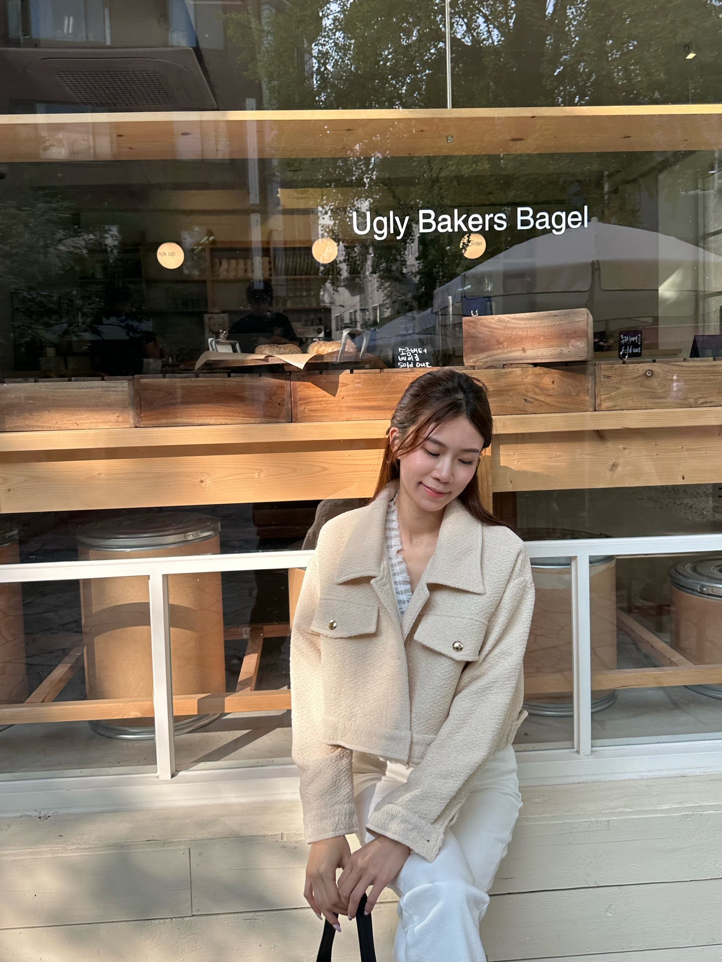 Tweed Cropped Cream Jacket
