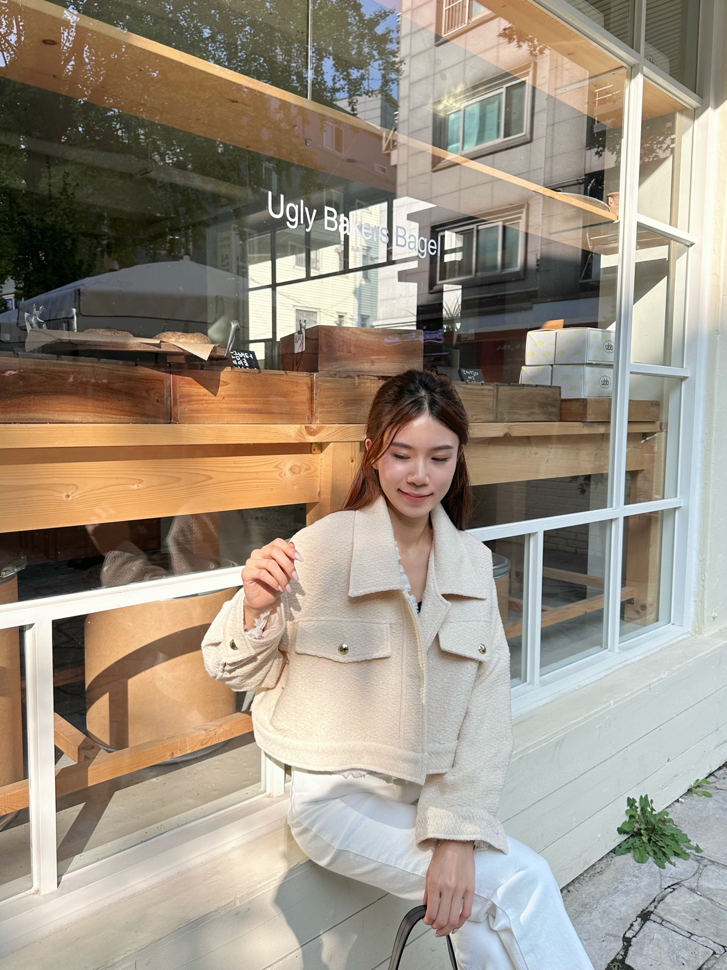 Tweed Cropped Cream Jacket