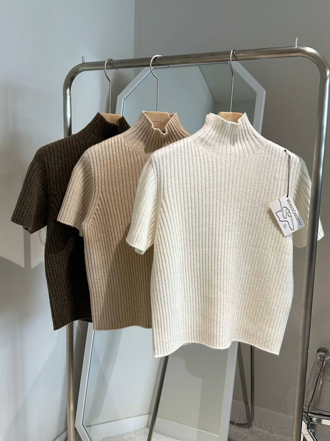 Turtle Neck Wool Knitted Top & Skirt Set