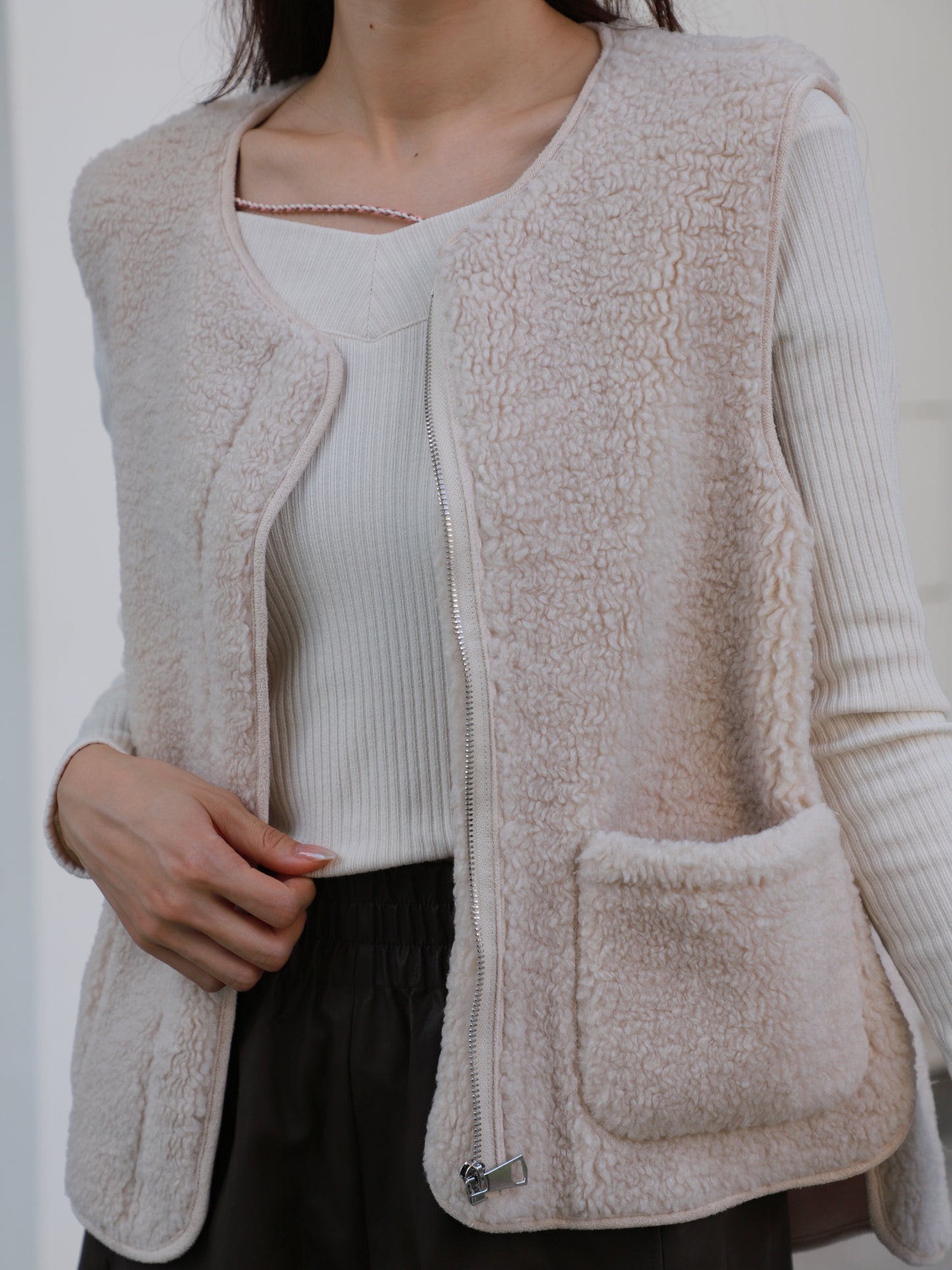 Fluffy Pockets Vest