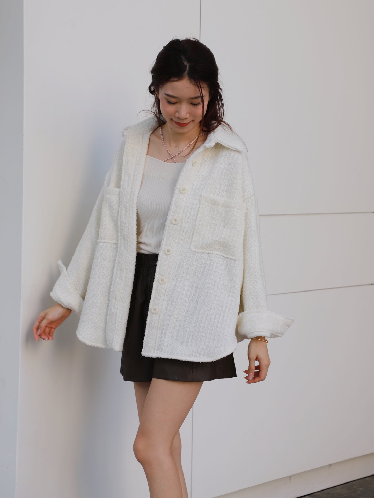 Tweed Oversized Shirt Jacket
