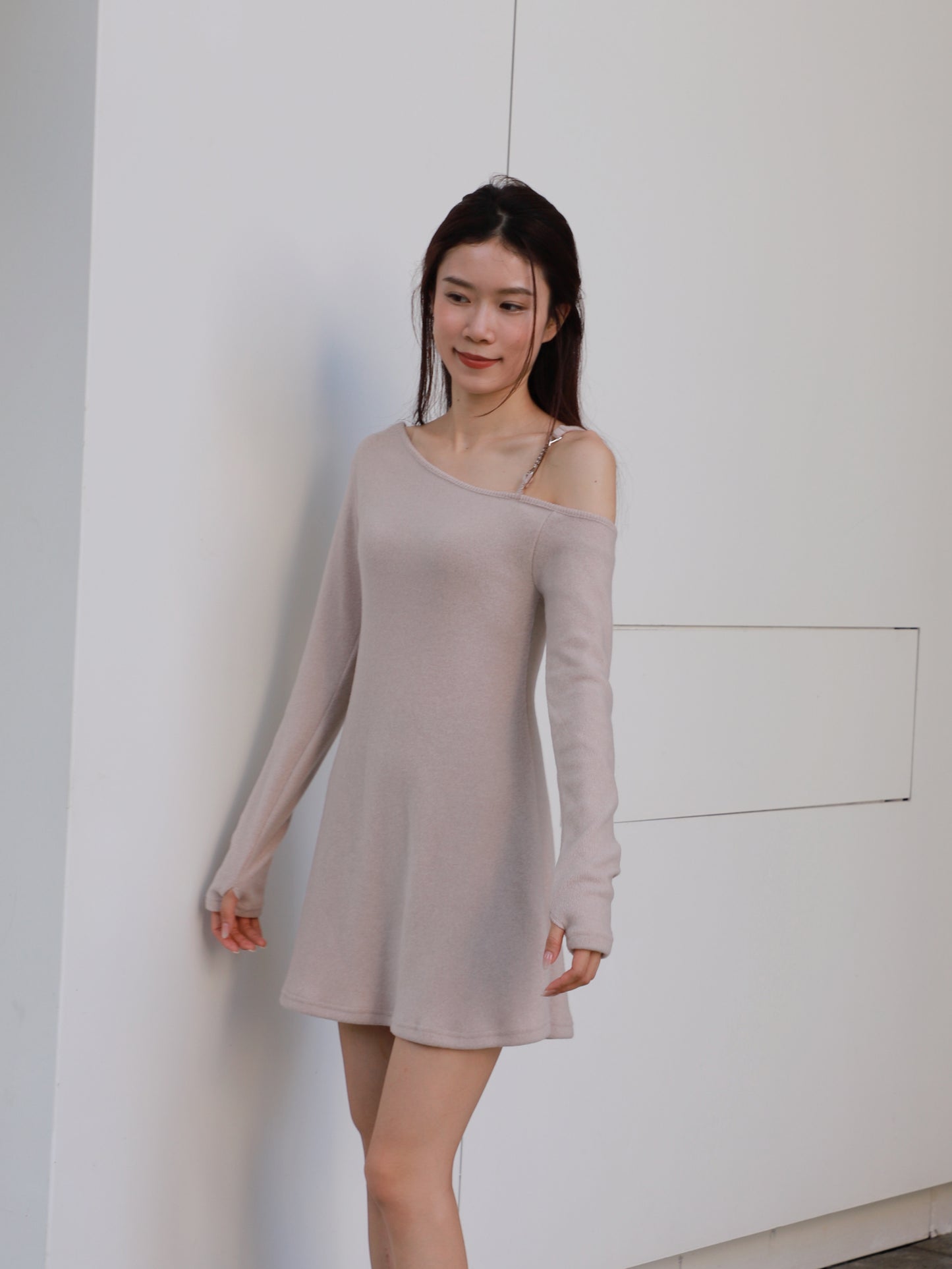 Chain on Shoulder Mini Dress