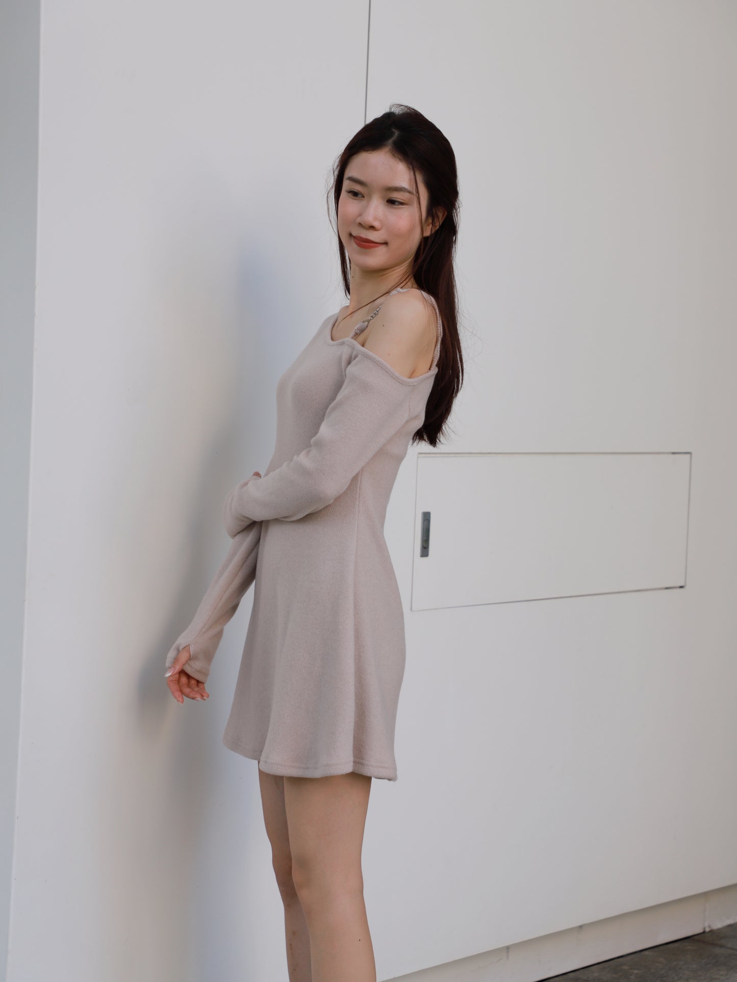 Chain on Shoulder Mini Dress