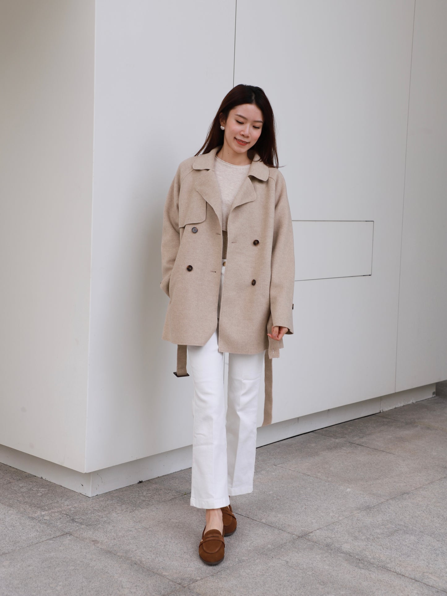 Wool Mid Length Trench Coat Jacket