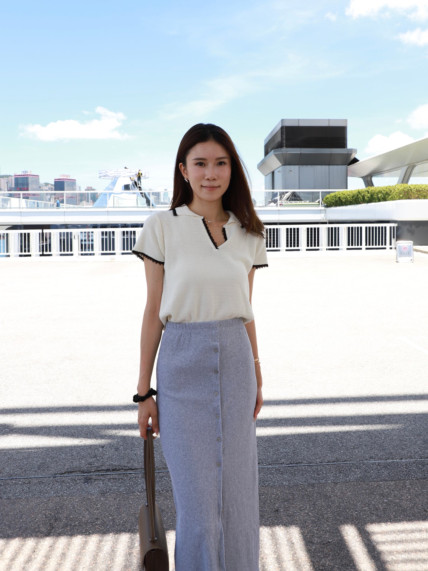 Outlined Knitted T Top