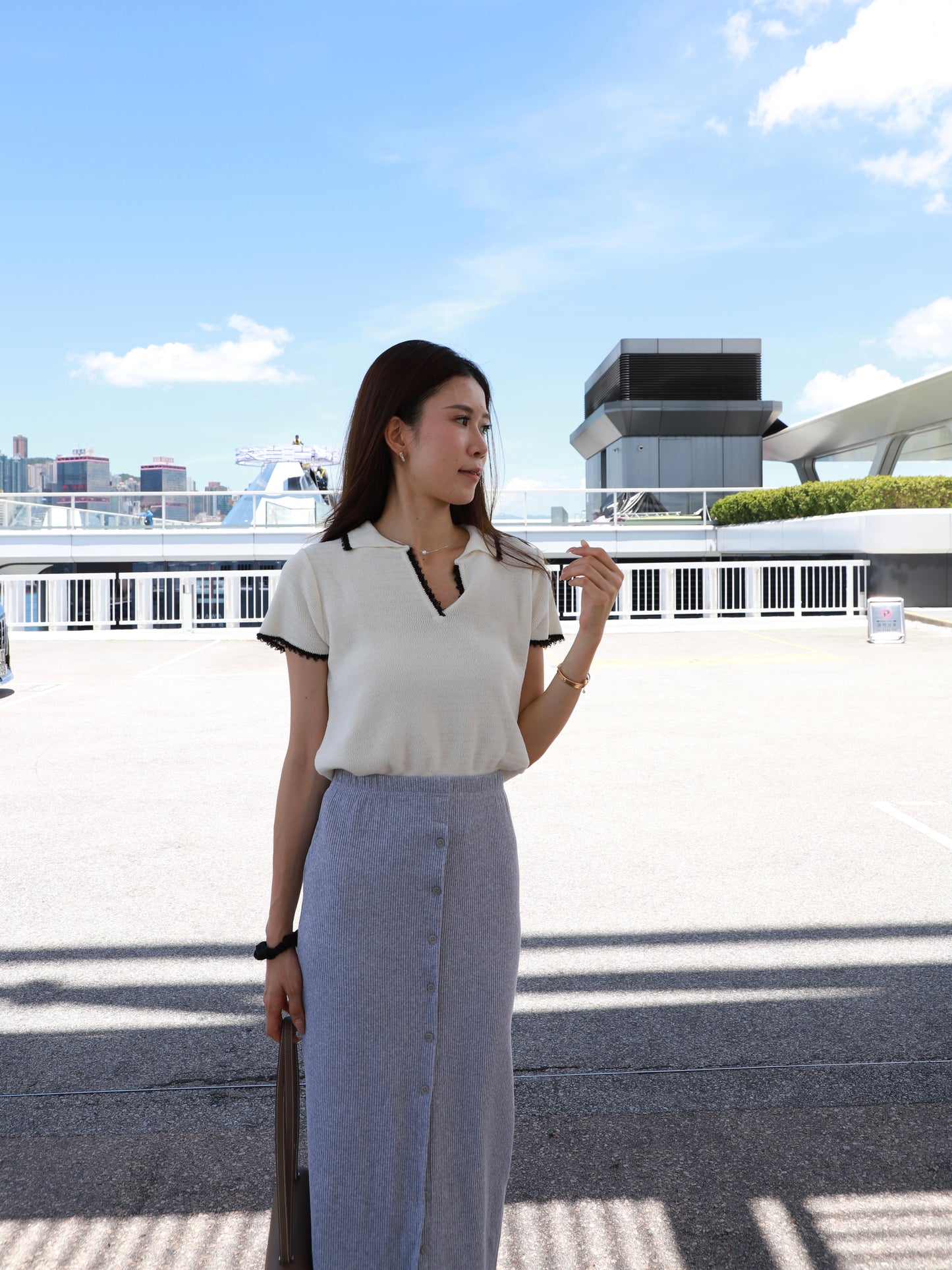 Outlined Knitted T Top