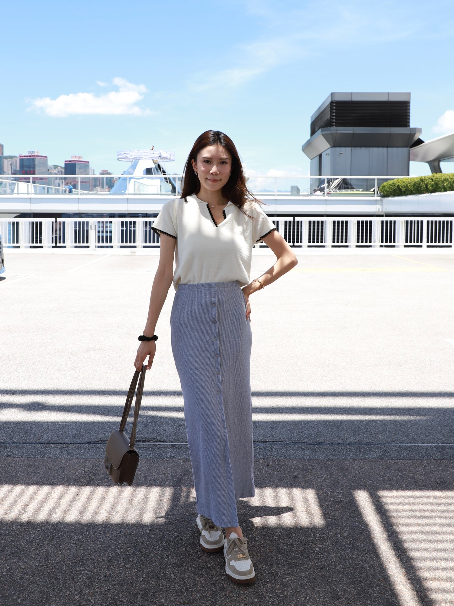 Outlined Knitted T Top