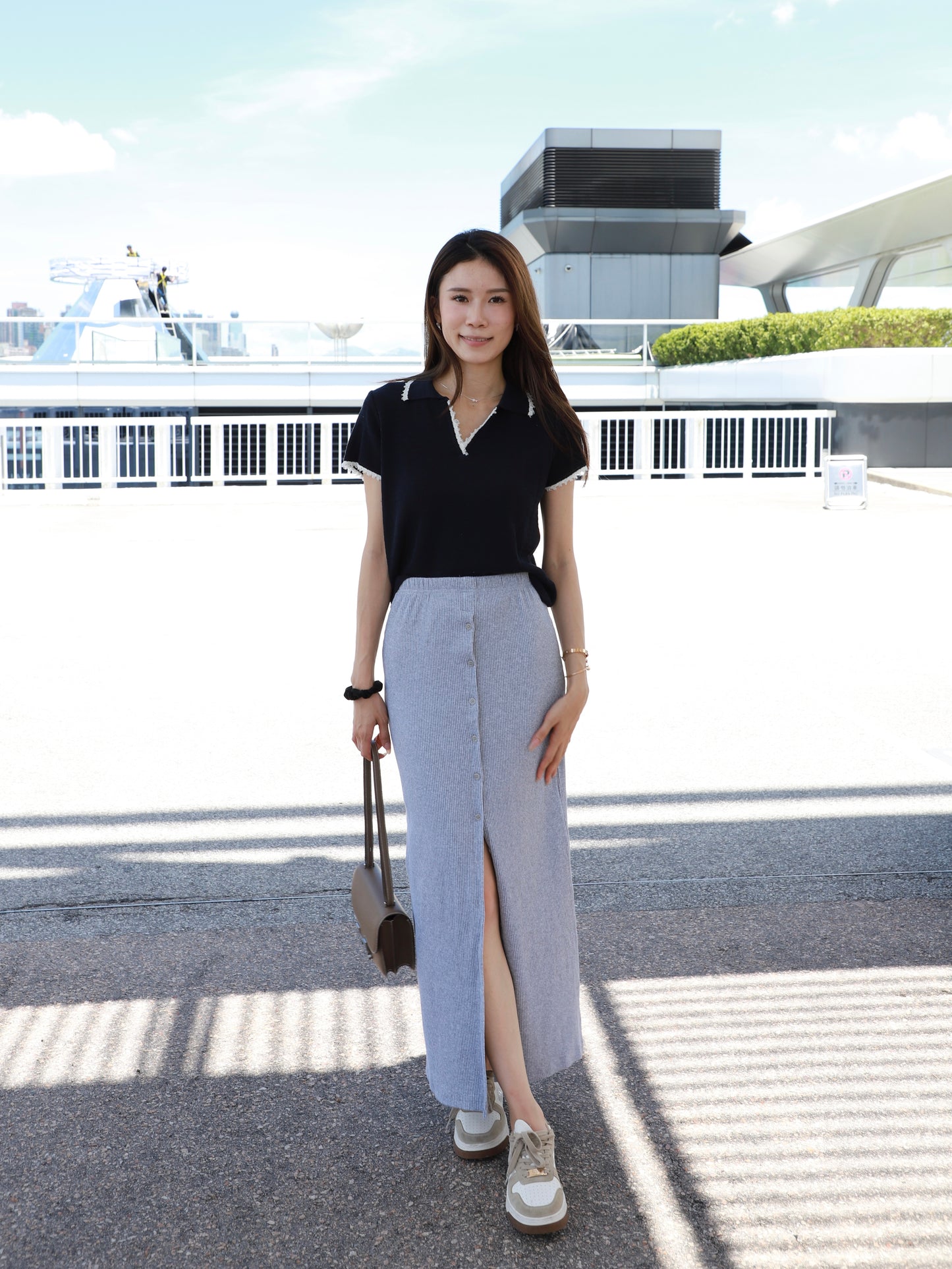 Outlined Knitted T Top