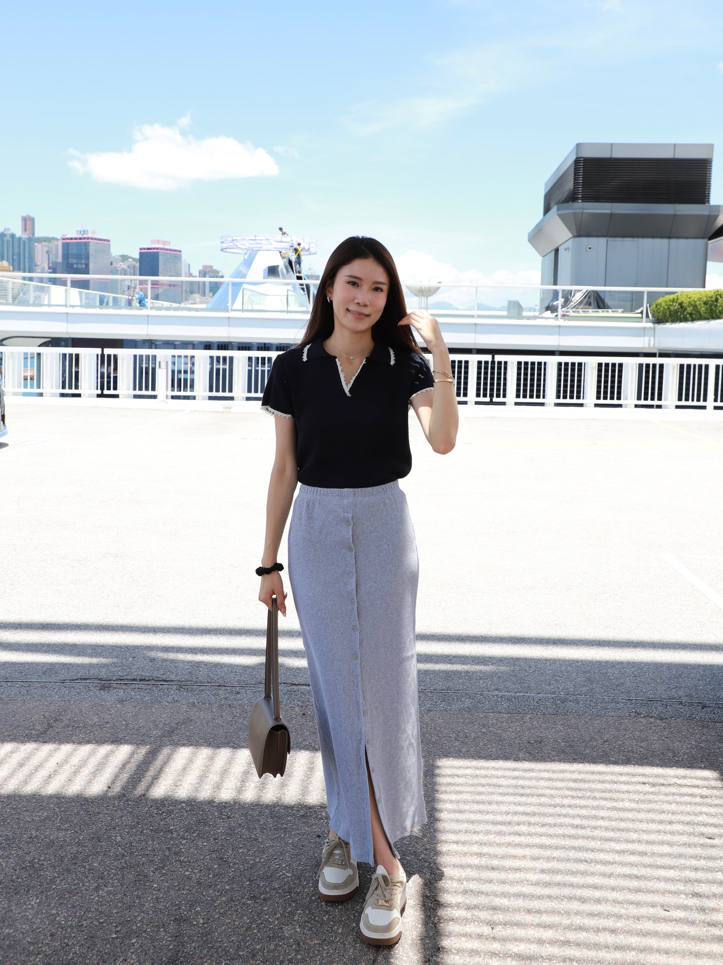 Outlined Knitted T Top