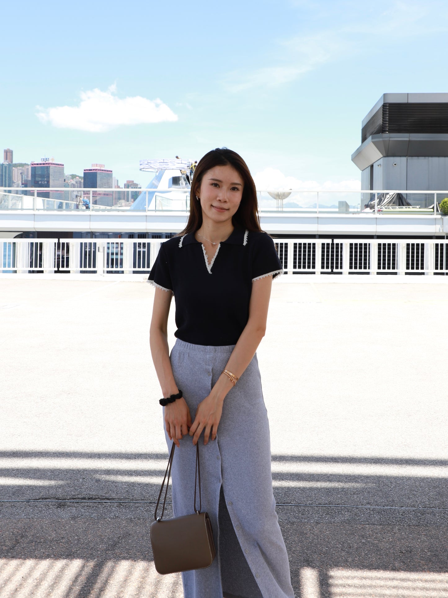 Outlined Knitted T Top