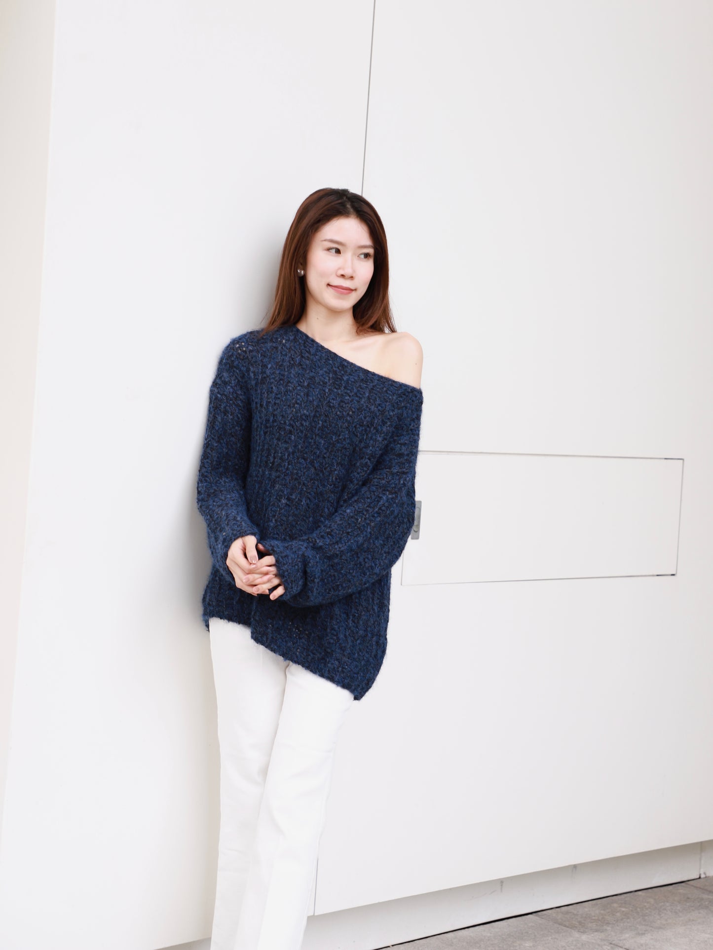 Oversized Blue Long Sleeves Sweater