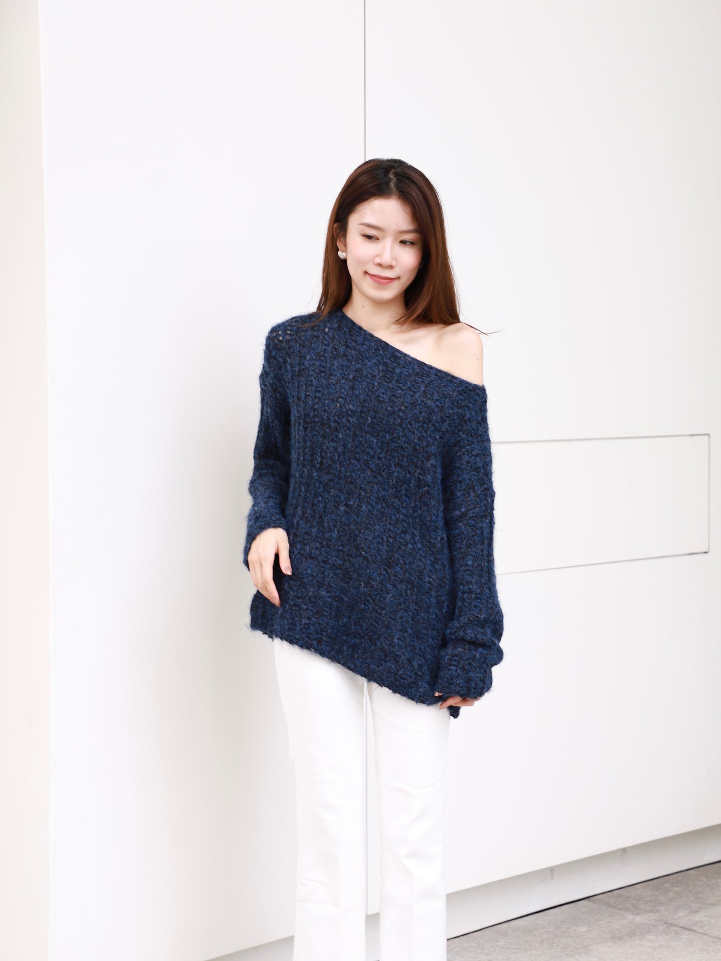 Oversized Blue Long Sleeves Sweater