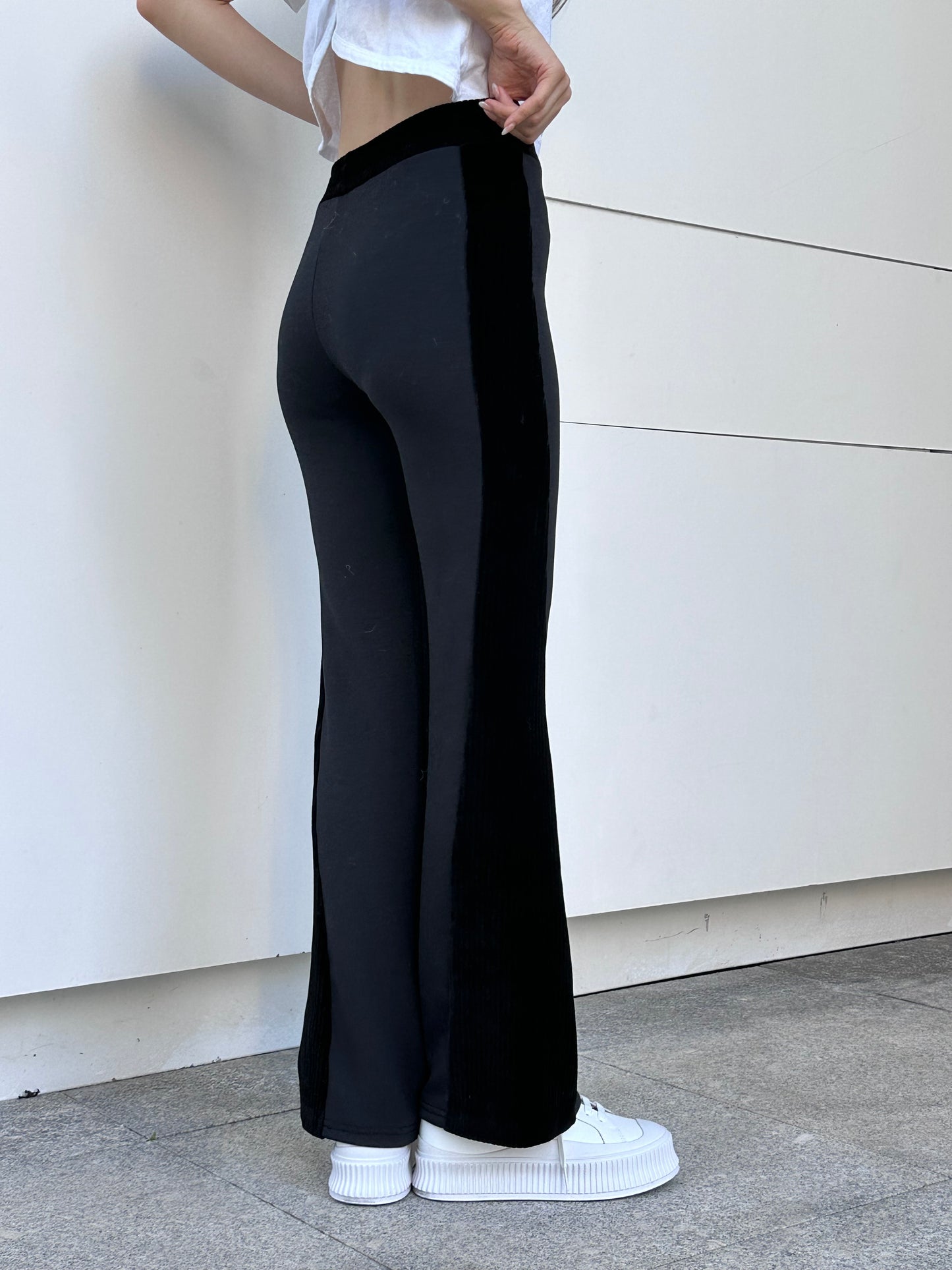 Half Velvet Flare Pants