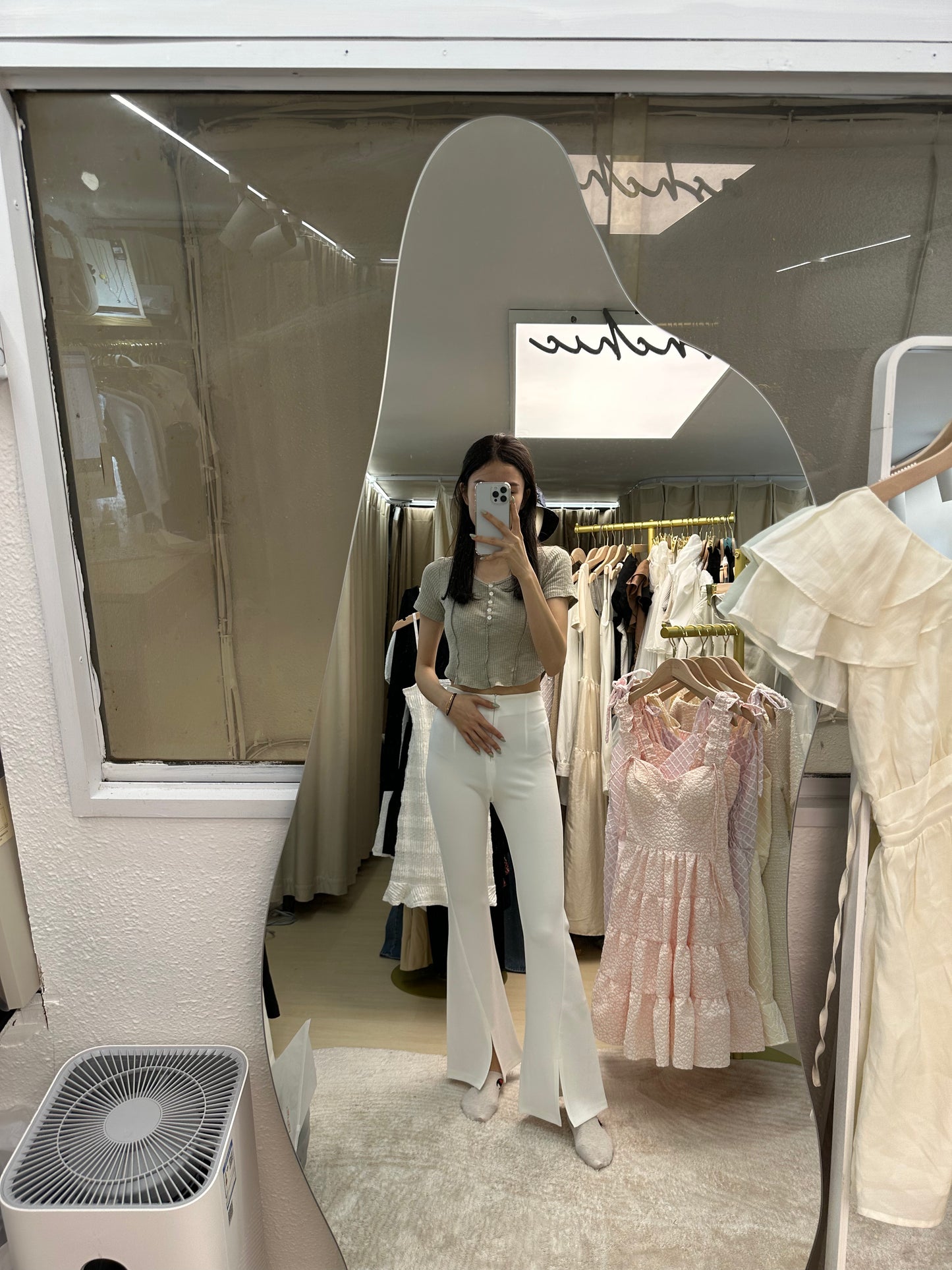 Chiffon Slit Flare Pants