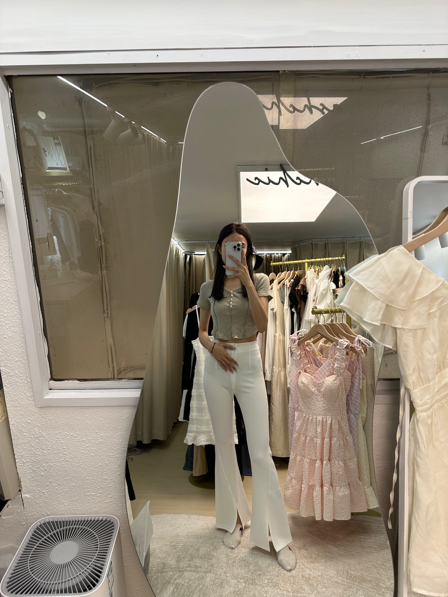 Chiffon Slit Flare Pants